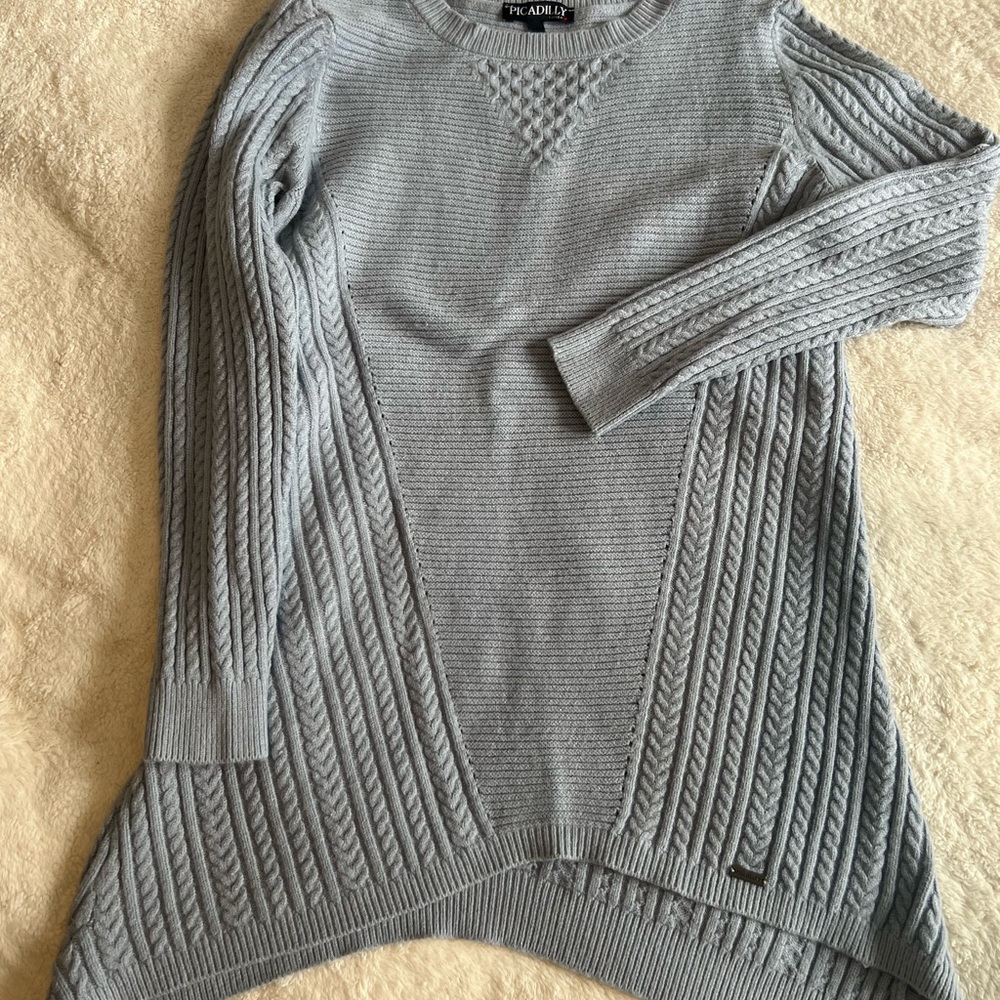 Picadilly Fashion Light Gray Crew Neck Knit Sweater - Picture 3 of 3
